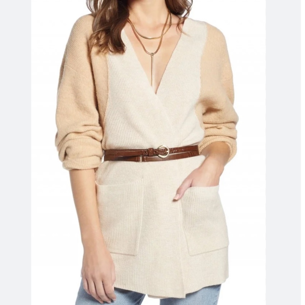 Something Navy Two Tone Cardigan Sweater XS